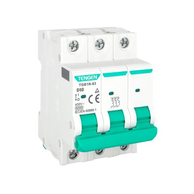 Αυτόματη Ασφάλεια MCB 3P Καμπύλης C 40A 6kA 25mm² max TENGEN 09-00332