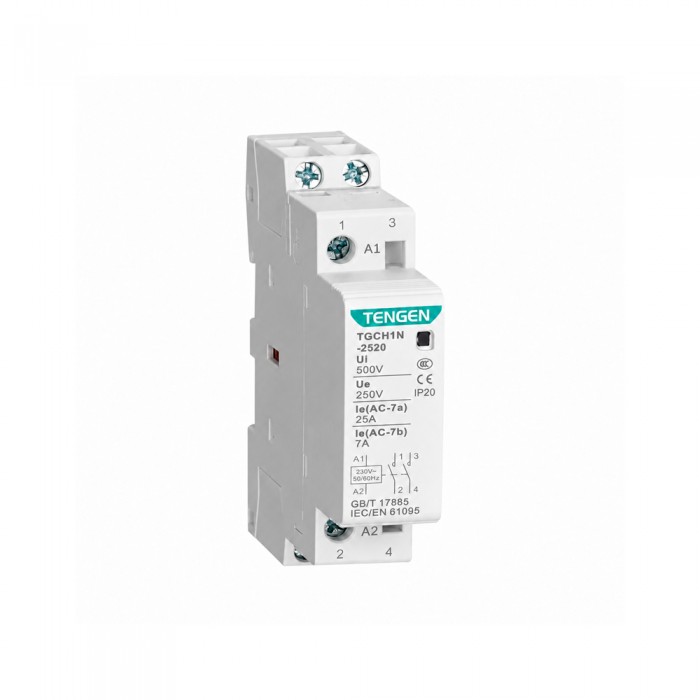 Ρελέ Ισχύος Κλειστού Τύπου 2P 25A 220-240V  TENGEN TGCH1N-2520 09-00520