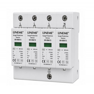 Αντικεραυνικό Πίνακα AC T1+T2 4P 275VAC In 20kA  Imax 40kA LINEME 09-00602