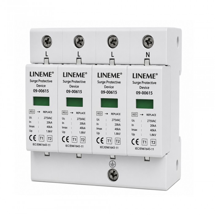 Αντικεραυνικό Πίνακα AC T1+T2 4P 275VAC In 20kA  Imax 40kA LINEME 09-00602