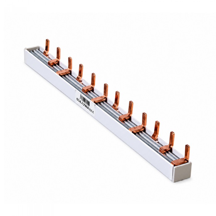 Γέφυρα χαλκού Busbar Τύπου L τριφασική 12 Θέσεων 63A 20cm LINEME 09-10212