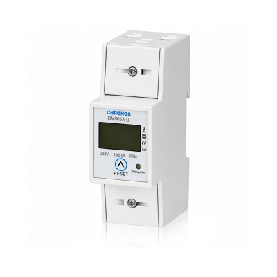 Μετρητής Κατανάλωσης kWh Ράγας Μονοφασικός Ψηφιακός 2P με Οθόνη LCD και Κουμπί Reset 2 θέσεων DIN 230V/10(60A)  CHRONOS 22-00704