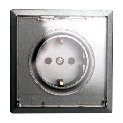 Πρίζα Σούκο με Καπάκι 16Α /250V Ανθρακί Ματ LineMe Gena 50-00614-19
