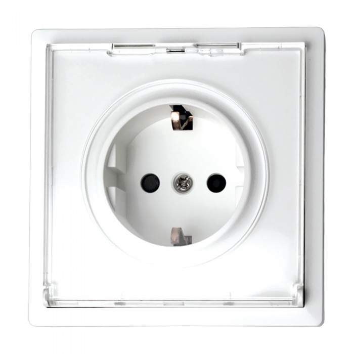 Πρίζα Σούκο με Καπάκι 16Α /250V Λευκό Ματ LineMe Gena 50-00614-31