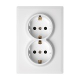 Πρίζα Σούκο Ασφαλείας Διπλή 16Α /250V Λευκό Ματ LineMe Gena 50-00650-31