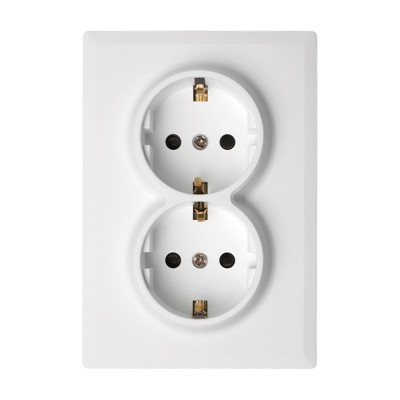 Πρίζα Σούκο Ασφαλείας Διπλή 16Α /250V Λευκό Ματ LineMe Gena 50-00650-31