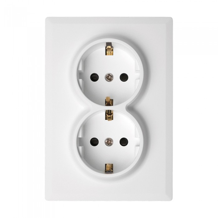 Πρίζα Σούκο Ασφαλείας Διπλή 16Α /250V Λευκό Ματ LineMe Gena 50-00650-31