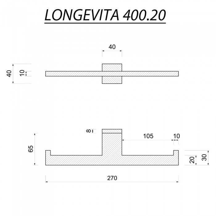 Χαρτοθήκη διπλή μπάνιου 27x4x4 LONGEVITA 400.20B Black Mat