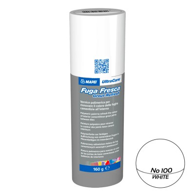 Βαφή με βάση ακρυλική ρητίνη σε υδατικό διάλυμα με σφουγγαράκι για την επαναφορά του χρώματος των αρμών σε χρώμα Νο100 White FUGA FRESCA MAPEI 160g