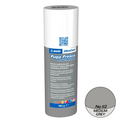 Βαφή με βάση ακρυλική ρητίνη σε υδατικό διάλυμα με σφουγγαράκι για την επαναφορά του χρώματος των αρμών σε χρώμα Νο112 Medium grey FUGA FRESCA MAPEI 160g