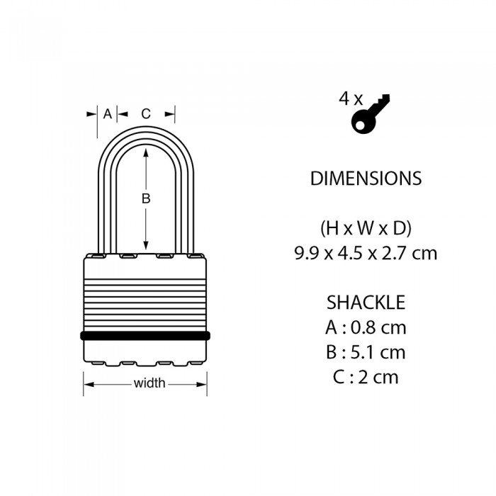 Λουκέτο EXCELL υψίστης ασφαλείας 45mm μακρύλαιμο MasterLock M1EURDLH M10002112