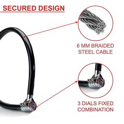 Λουκέτο Ποδηλάτου με Συρματόσχοινο 55cm Φ6mm με Σταθερό Συνδυασμό Ξεκλειδώματος σε Διάφορα Χρώματα Masterlock 863155112