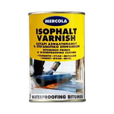 Επαλειπτικό ασφαλτικό στεγανωτικό βερνίκι διαλύτου 1lt Μαύρο Mercola ISOPHALT VARNISH 5056