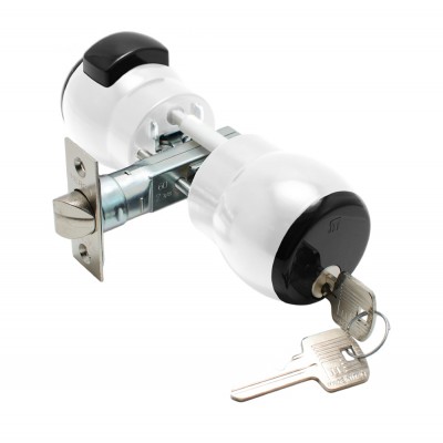 Κλειδαριά πόμολου για Ξύλινη Πόρτα Εισόδου και Γραφείου με Κλειδί έξω - Μπουτόν μέσα Meroni Nova N14 BO Λευκή