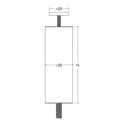 Αποστάτης Τζαμιού Ø35 L.12cm Inox Ματ Metalor 072-8PP1