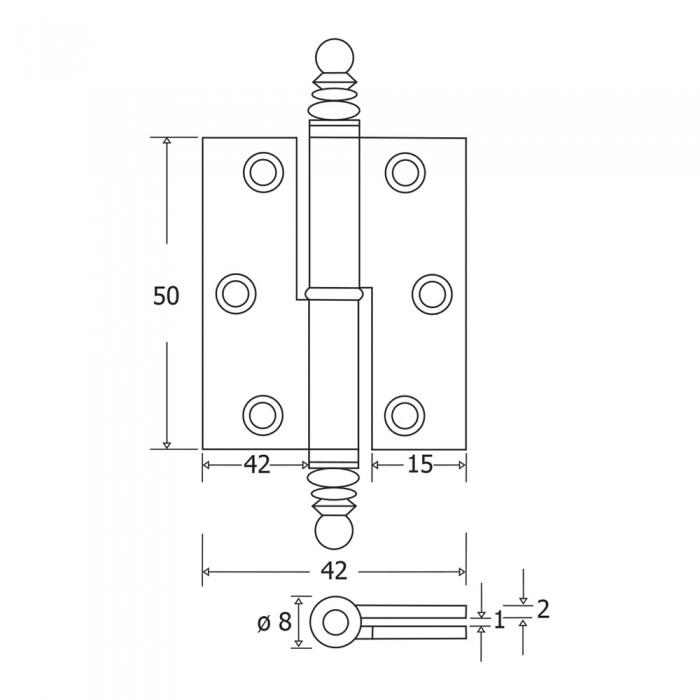 Μεντεσεδάκια Επίπλων Ίσια Ορειχάλκινα Οξειδέ 50mm 104-2105 metalor
