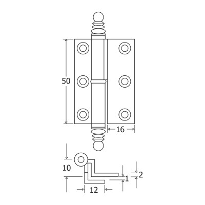 Μεντεσεδάκια Επίπλων Γωνιακά Ορειχάλκινα Νίκελ Ματ 50mm 105-8105 metalor