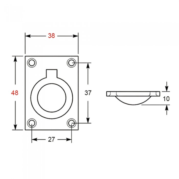 Λαβή Χωνευτή Ανοξείδωτη 316 Inox Ματ Metalor 194-SM01