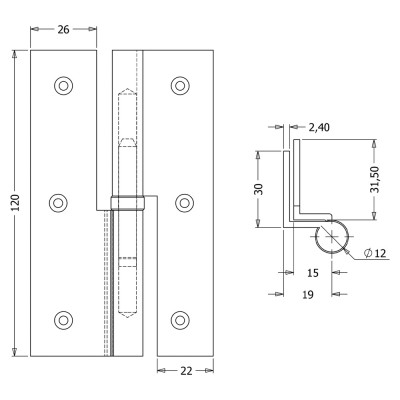 Πορταδέλα Γωνιακή Ορειχάλκινη 120mm Χρυσό Metalor 210-1012