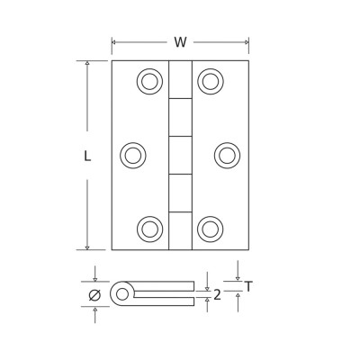 Μεντεσές Πλάκα Ορειχάλκινος 63x35 Ματ Νίκελ Metalor 302-8/4