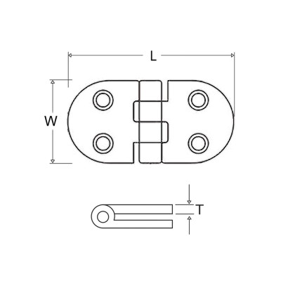 Μεντεσές Πλάκα Οβάλ Ανοξείδωτος 47x30mm Inox Ματ Metalor 302-SM4730