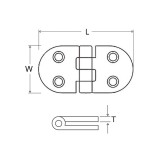 Μεντεσές Πλάκα Οβάλ Ανοξείδωτος 80x40mm Inox Ματ Metalor 302-SM8040