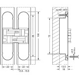 Μεντεσές Κρυφός 3d Ρυθμιζόμενος 100x22mm Νίκελ Metalor IVCM-440