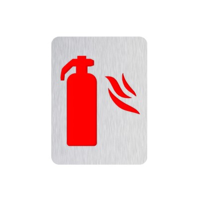Σήμανση Πυροσβεστήρα 80x60mm Inox Ματ - Κόκκινο Metalor S-FIRE