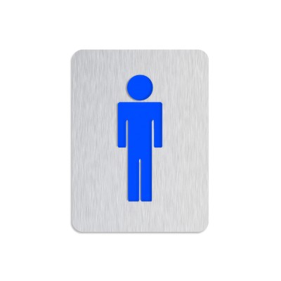 Σήμανση WC Ανδρών 80x60mm Inox Ματ - Μπλε Metalor S-WCM