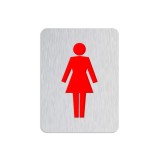 Σήμανση WC Γυναικών 80x60mm Inox Ματ - Κόκκινο Metalor S-WCW
