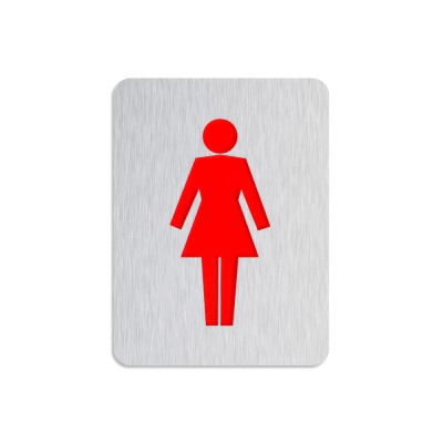 Σήμανση WC Γυναικών 80x60mm Inox Ματ - Κόκκινο Metalor S-WCW