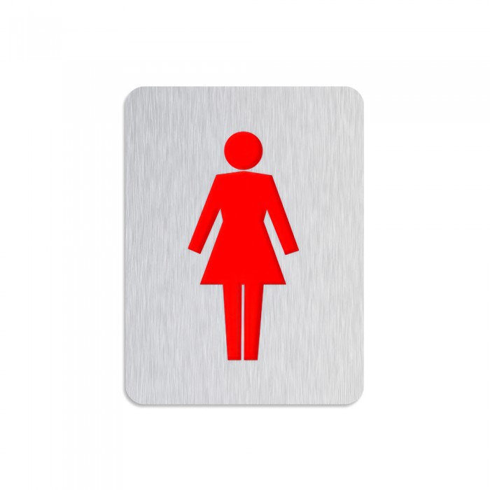 Σήμανση WC Γυναικών 80x60mm Inox Ματ - Κόκκινο Metalor S-WCW