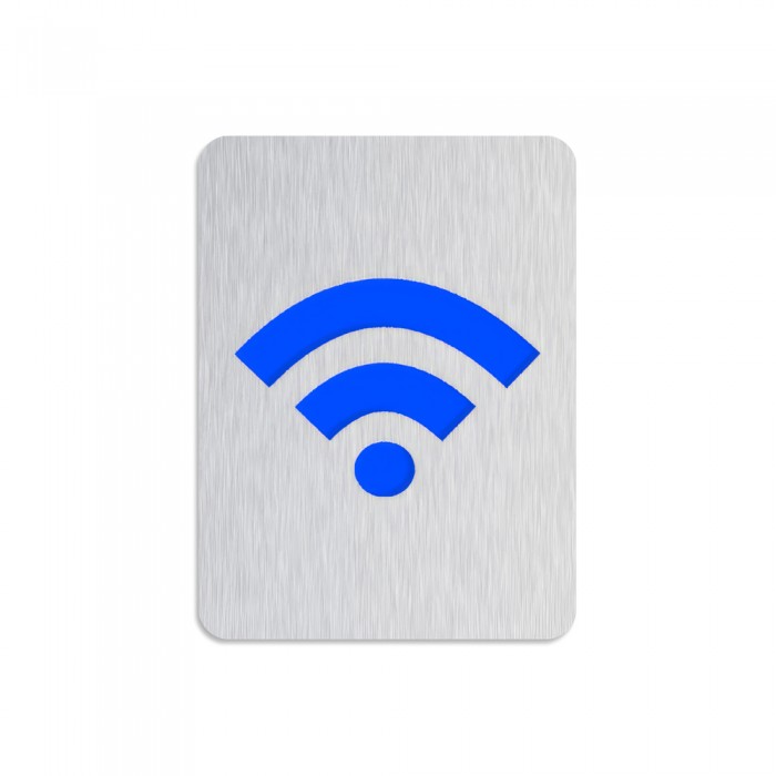 Σήμανση WIFI 80x60mm Inox Ματ - Μπλε Metalor S-WIFI