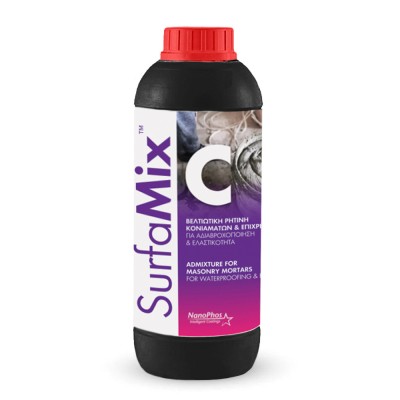 Βελτιωτικό Πρόσμικτο Διάλυμα Κονιαμάτων κι Επιχρισμάτων για αδιαβροχοποίηση κι ελαστικότητα NanoPhos SurfaMix™ C 1lt