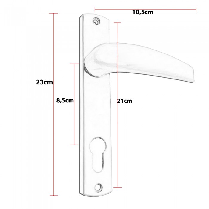 Πόμολο Αλουμινόπορτας Πλάκα Φιξ 23x3cm Γκρι Neoxal Νο140-1 GR