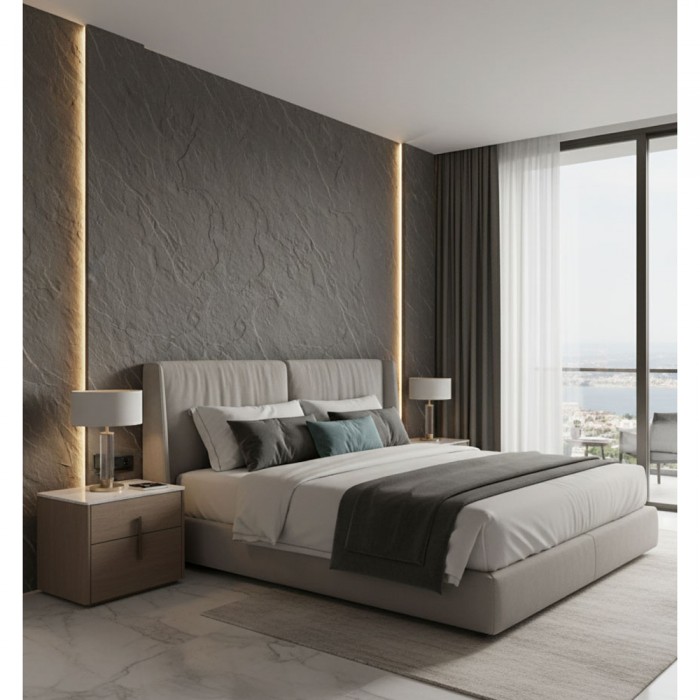 Πάνελ Εύκαμπτης Πέτρας 600×1200mm NewPlan Slate Medium Grey 101050