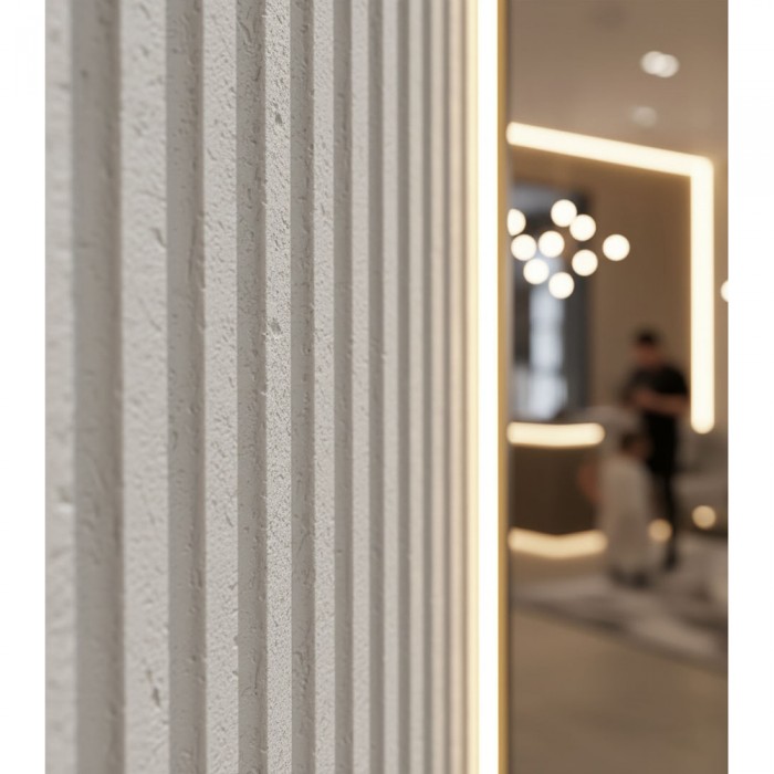 Πάνελ Εύκαμπτης Πέτρας 600×1200mm NewPlan Ripple Board  Beige White 113020