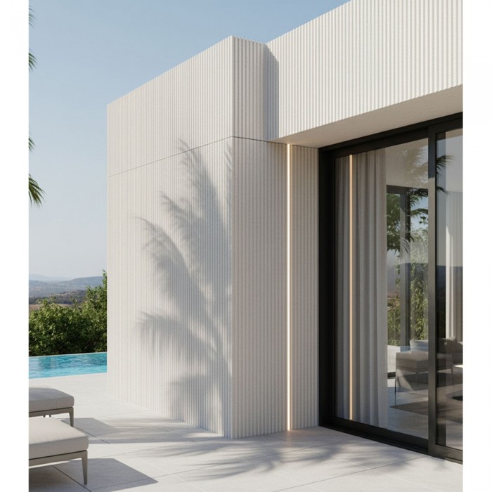 Πάνελ Εύκαμπτης Πέτρας 600×1200mm NewPlan Ripple Board  Beige White 113020