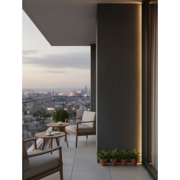 Πάνελ Εύκαμπτης Πέτρας 600×1200mm NewPlan Line Stone Board Dark Grey 119070