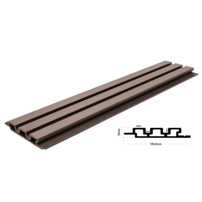 Συνθετική Σανίδα Επένδυσης Τοίχου Εσωτερικού Χώρου WPC Διαστάσεων 25/176.5/2900mm  για Δημιουργία 3D Πάνελ D.BROWN 8530 NewPlan 7-23-FSGW01-DBROWN (Πώληση ανά Τεμαχίο)