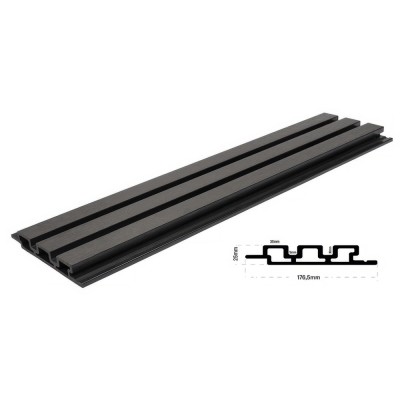 Συνθετική Σανίδα Επένδυσης Τοίχου Εσωτερικού Χώρου WPC Διαστάσεων 25/176.5/2900mm  για Δημιουργία 3D Πάνελ D.GREY 8570 NewPlan 7-23-FSGW01-DGREY (Πώληση ανά Τεμαχίο)