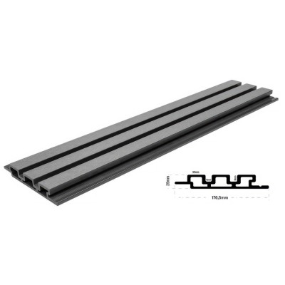 Συνθετική Σανίδα Επένδυσης Τοίχου Εσωτερικού Χώρου WPC Διαστάσεων 25/176.5/2900mm  για Δημιουργία 3D Πάνελ L.GREY 8550 NewPlan 7-23-FSGW01-LGREY (Πώληση ανά Τεμαχίο)