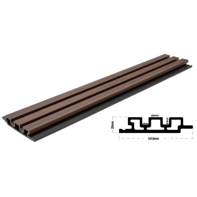 Συνθετική Σανίδα Επένδυσης Τοίχου Εσωτερικού Χώρου WPC 2ης Γενιάς Διαστάσεων 25/147.5/2900mm  για Δημιουργία 3D Πάνελ COFFEE 5530 NewPlan 7-24-FSGW02-COFFEE (Πώληση ανά Τεμαχίο)