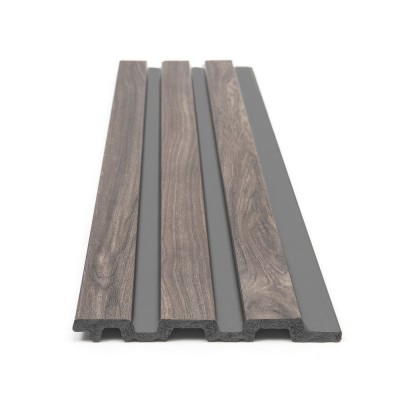 Σανίδα Επένδυσης Τοίχου Εσωτερικού Χώρου PS Διαστάσεων 12/122/2900mm  για Δημιουργία 3D Πάνελ 00 Piano Walnut/Dark Grey NewPlan 7-27-AP009-00 (Πώληση ανά Τεμαχίο)