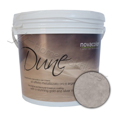 Διακοσμητικό Επίχρισμα Νερού Τεχνοτροπίας Με Βελούδινο Μεταλλικό Φινίρισμα Base Silver 1Lt NOVACOLOR DUNE DS14015