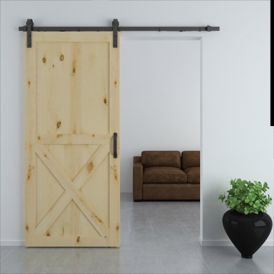 Μηχανισμός Συρόμενης Πόρτας Στυλ Αχυρώνα με Φρένο για Πόρτα με Πάχος 40-45mm και Βάρος έως 100kg (1 Οδηγός 2.5m + Rollers) Μαύρος 11250509