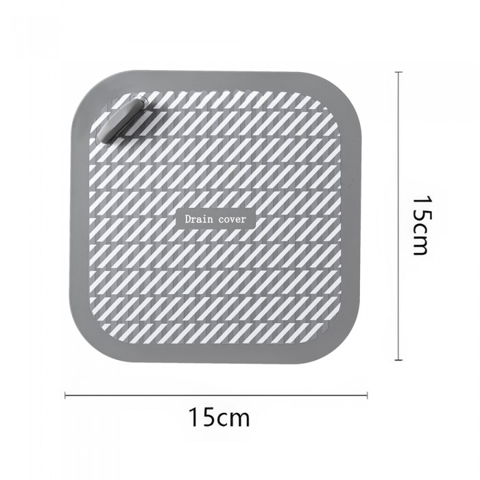 Κάλυμμα Σιλικόνης για Αποχέτευση Δαπέδου Μπάνιου και Νεροχύτη Κουζίνσς κατά των Οσμών 15x15cm Γκρι S4KZ7-Grey