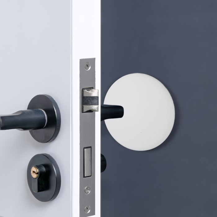 Προστατευτικό Αυτοκόλλητο Τοίχου Πόρτας από Σιλικόνη Στρόγγυλο Λευκό Ø8cm