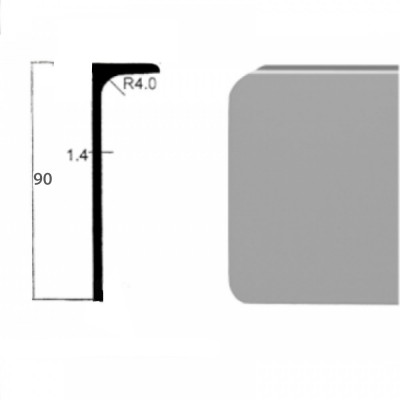 Σόκορο πάγκου κουζίνας Αλουμινίου σε χρώμα Μαύρο βιδωτό 4cm x 90cm