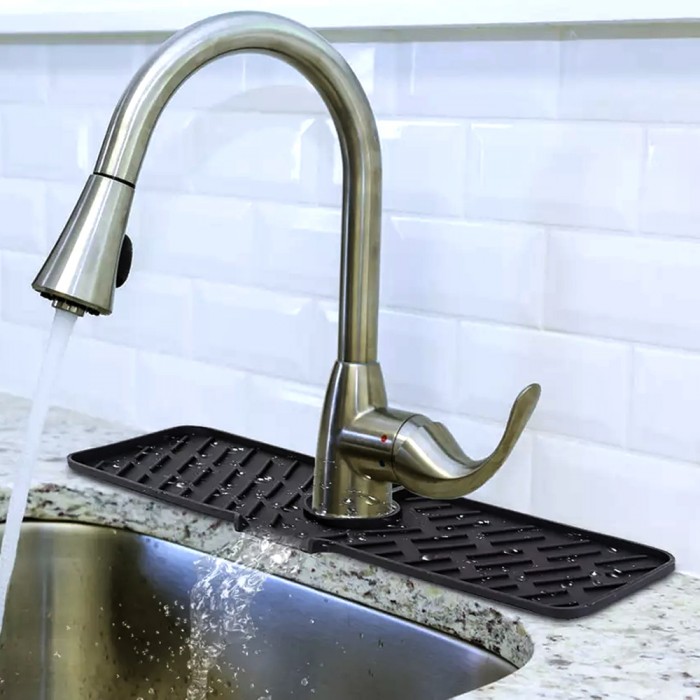 Προστατευτικό Αποστράγγισης Νεροχύτη Κουζίνας από Σιλικόνη 61x14cm Μαύρο